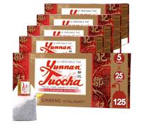 Yunnan Tuocha Zouji- Tè Nero Rivitalizzante al Ginseng Tuocha- 125 Filtri (Confezione da 5 x 25) - 250g - Autentico Tè Cinese d'Origine