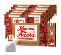 Yunnan Tuocha Zouji- Tè Nero Rivitalizzante al Ginseng Tuocha- 240 Filtri (Confezione da 12 x 20) - 480g - Autentico Tè Cinese d'Origine