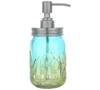 YunNasi Dosatore Sapone Liquido Vetro Dispenser Sapone Realizzato in Vetro e Acciaio Inossidabile per Detersivo per Piatti, Lozione Shampoo, Controsoffitto Bagno, Cucina, Lavanderia (BluVerde)