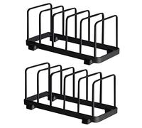 YunNasi Porta Piatti Verticale, Organizer e Scaffale per Riporre, Scolapiatti Antiscivolo in Metallo per Cassetto della Cucina e Armadietti (Nero, 2 Pezzi)