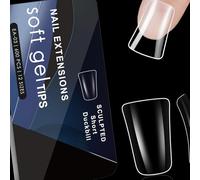 YUNNIAN 600 unghie trasparenti in gel, design curvo, per manicure professionale, mezza copertura unghie finte piedi d'anatra