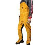 Yunobi Grembiule professionale per saldatura, in pelle, con gamba divisa, per uomini, per proteggere i vestiti, falegnami, fabbri, lavoratori del giardino, pantaloni, Giallo, L