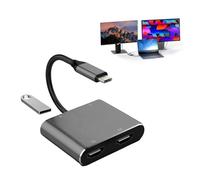 Yunova - Adattatore da USB C a doppio HDMI, doppio display 4K 60Hz, hub USB C con ricarica rapida PD 100W, porta 3.0, Plug and Play, compatibile con Windows, Mac, Chrome OS, dock portatile in lega di