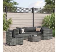 Yunovire 6-TLG. - Set salotto da giardino in polyrattan, con cuscino, per balcone, terrazza e veranda, design modulare per conversazioni