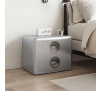 Yunovire Aviator - Tavolino in alluminio vintage, stile aereo, 50 x 35 x 40 cm, in legno massello con borchie