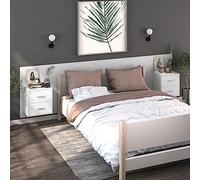Yunovire Comodini da parete, 2 pezzi, bianco, design moderno, in legno, 48,5 x 32,5 x 80 cm, consolle da notte sospese con cassetto per camera da letto, soggiorno, massimizza lo spazio di