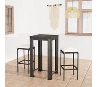 Yunovire Set da 3 pezzi da giardino con cuscini, in polyrattan nero, quadrato, per balcone, terrazzo, conversazioni all'aperto, ore accoglienti