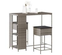 Yunovire Set da bar da giardino con cuscino, grigio, 120 x 60 x 110 cm, resistente ai raggi UV, per balcone, terrazza, giardino, perfetto per conversazioni all'aperto