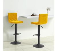 Yunovire Set di 2 sgabelli da bar in velluto giallo senape, girevoli con molla a gas, struttura in acciaio cromato, poggiapiedi, moderni, per cucina, sala da pranzo, isola