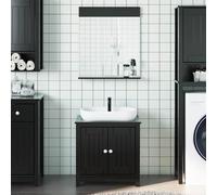 Yunovire Set di mobili da bagno Berg, 2 pezzi, in legno di pino massiccio, con mobiletto sottolavabo e specchio da parete, per bagno, salvaspazio e montaggio a parete salvaspazio