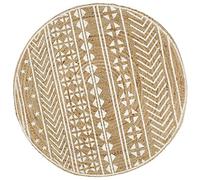 Yunovire Tappeto in iuta fatto a mano, diametro 120 cm, naturale e bianco, intrecciato, design moderno per soggiorno, camera da letto e decorazione per la casa