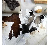 Yunovire Tappeto Vera pelle bovina in bianco e nero 150x170 cm, tappeto naturale soggiorno per camera da letto, pavimento unico, soggiorno moderno