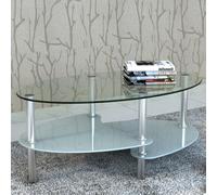 Yunovire Tavolino da caffè dal design moderno, bianco, in vetro temperato e struttura in metallo, 90 x 45 x 43 cm, 3 ripiani per soggiorno e camera da letto, ideale per piccoli spazi