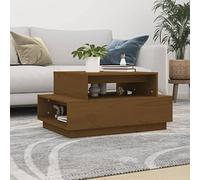 Yunovire Tavolino da caffè marrone miele 80 x 55 x 40,5 cm legno massello di pino, stabile tavolo da soggiorno per eleganti stanze Living Room