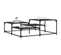 Yunovire Tavolino da caffè nero 107 x 107 x 40 cm, materiale in legno, quadrato, stabile con telaio in metallo, gambe regolabili, per soggiorno, design moderno, alto beneficio