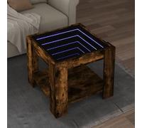 Yunovire Tavolino da salotto a LED, 53 x 53 x 45 cm, materiale in legno, specchio infinito, illuminazione RGB, per soggiorno, tavolino moderno