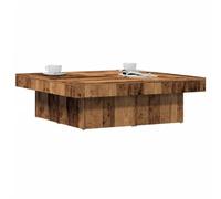 Yunovire Tavolino da salotto con effetto legno anticato, 90 x 90 x 28 cm, in robusto materiale di legno, tavolo da caffè quadrato, ideale per ambienti moderni, durevole e facile da pulire