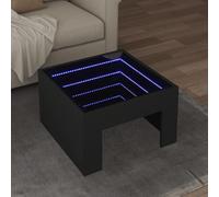 Yunovire Tavolino da salotto con LED Infinity, nero, 50 x 50 x 30 cm, robusta struttura in legno per soggiorno, tavolino moderno con illuminazione che cambia colore