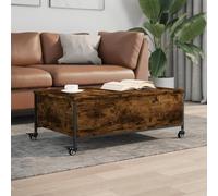 Yunovire Tavolino da salotto con ruote, affumicatura 91 x 55 x 34 cm, materiale in legno, robusto tavolo per Living Room Spaces, moderno Coffee end