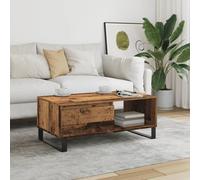 Yunovire Tavolino da salotto, effetto legno antico, 90 x 50 x 36,5 cm, robusto materiale in legno, per soggiorno, con spazio di archiviazione, design facile da pulire per ambienti moderni