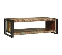 Yunovire Tavolino marrone 120 x 50 x 38 cm, in legno massiccio riciclato, rettangolare, con mensola, ideale per soggiorno, stile rustico, costruzione durevole