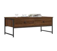 Yunovire Tavolino marrone effetto quercia 101 x 49 x 39,5 cm, materiale in legno per soggiorno, struttura in metallo, design moderno per la casa