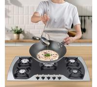 Yunrux, fornello a gas da incasso, 90 x 51 cm, a gas a cinque fibre, in acciaio inox, a risparmio energetico, a gas, per cucina, campeggio e camper