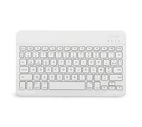 Yunseity Tastiera Francese AZERTY, Tastiera Bluetooth Wireless Portatile da 10 Pollici, Tastiera Layout AZERTY Ultra Sottile, per Smartphone, Tablet, PC, Desktop(Bianco)