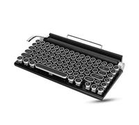 Yunseity Tastiera per Macchina da Scrivere Retrò, 83 Tasti, Tasti Rotondi Punk, Tastiera da Gioco Meccanica Bluetooth, Tastiera Retroilluminata RGB per PC, Tablet, per Mac, Telefoni Android