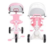 Yunseity Triciclo per Bambini con Maniglia di Spinta per i Genitori, Tettuccio Pieghevole e Ruote EVA Silenziose per Bambini da 18 Mesi a 5 Anni con Musica e Luci per Ragazzi e Ragazze (PINK)