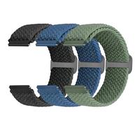 Yunshare Cinturino elastico intrecciato con chiusura rapida, 18 mm, 19 mm, 20 mm, 22 mm, in nylon, per Samsung/Garmin/Fossil/Amazfit/Huawei Watch da uomo, 3 pezzi