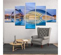YUNTAOS Quadri Moderni Soggiorno 5 Pezzi Città delle Arti e delle Scienze Valencia Spagna Quadro Su Tela 5 Pezzi Di Arte Della Parete Con Cornice Ufficio Cucina Bagni Camera Da Letto Decor