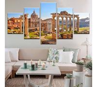YUNTAOS Set Quadri Da Parete Con Cornice 5 Pezzi Foro Romano e Palatino Roma Italia Stampa Su Tela Con Cornice Pittura Quadri Grandi Dimensioni 200x100 Home Decor