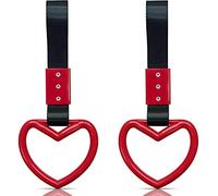 yuntop Anelli Jdm Tsurikawa a forma di cuore per SUV, autobus, auto, cinghie giapponesi Bosozoku Metropolitana Anello per avvertimento auto e decorazione interna esterna (rosso/nero)