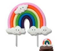 YUNTRUN Topper per torta arcobaleno, decorazioni per torte arcobaleno, vivace ornamento in argilla per decorazioni da forno e forniture per dolci, set di figurine riutilizzabili per dessert festivi