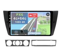 YUNTX PX6 Android 14 2 Din Autoradio per BMW E90/E91/E92/E93(2005-2012) - 4G+64G - 9 pollici - Gratuiti Camera&Canbus - Supporto DAB/Controllo del volante/HDMI/Bluetooth/Mirrorlink/CarPlay