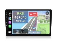 YUNTX PX6 Android 14 Universal Autoradio - 4G+64G - 9 Pollice - GPS 1 Din - Telecamera Posteriore & Map Gratuiti - Supporto DAB + / Controllo del volante / 4G / WiFi/Bluetooth/Mirrorlink/Carplay