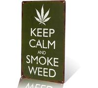 Yunuo -" Keep Calm and Smoke Weed " Targa in metallo rustico da parete poster da parete garage bar Decor