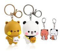 Yunvisty 4 portachiavi a tema anime Bubu e Dudu, regalo di coppia per donne e uomini, leggero e resistente, ideale per chiavi, zaini per coppie, amici o familiari per compleanni, anniversari o Natale