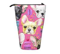 YUNWEIKEJI Acquerello del cucciolo del bulldog francese, Astuccio telescopico, Portapenne con cerniera Astuccio per trucco Astuccio per matite Astuccio per penne