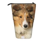 YUNWEIKEJI Adorabile cane Sheltie, Astuccio telescopico, Portapenne con cerniera Astuccio per trucco Astuccio per matite Astuccio per penne