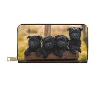 YUNWEIKEJI Affenpinscher Famiglia Cuccioli Cani Neri Scimmia, Portafogli Portafogli di grande capacità Porta carte di credito Portafoglio in pelle in microfibra