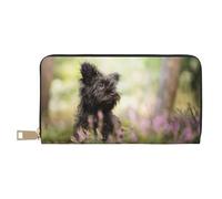 YUNWEIKEJI Affenpinscher Lawn Black Dogs Monkey Terrier, Portafogli Portafogli di grande capacità Porta carte di credito Portafoglio in pelle in microfibra