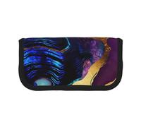 YUNWEIKEJI Agata astratta viola, blu, oro, Astuccio per matite, Astuccio per matite in tela Astuccio per penne a matita di grande capacità