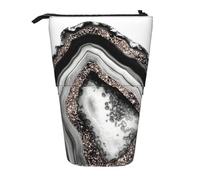 YUNWEIKEJI Agata oro rosa glitter glam gemma decorazione art, Astuccio telescopico, Portapenne con cerniera Astuccio per trucco Astuccio per matite Astuccio per penne