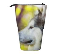 YUNWEIKEJI Alaskan Malamute Bokeh Animali Cani Carini, Astuccio telescopico, Portapenne con cerniera Astuccio per trucco Astuccio per matite Astuccio per penne