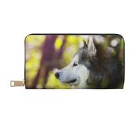 YUNWEIKEJI Alaskan Malamute Bokeh Animali Cani Carini, Portafogli Portafogli di grande capacità Porta carte di credito Portafoglio in pelle in microfibra