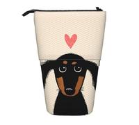 YUNWEIKEJI Amore del cucciolo di bassotto tedesco, Astuccio telescopico, Portapenne con cerniera Astuccio per trucco Astuccio per matite Astuccio per penne