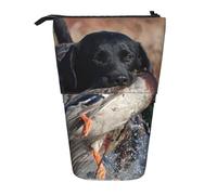 YUNWEIKEJI Anatra Caccia Labrador Cane Fresco Cucciolo Nero Animale, Astuccio telescopico, Portapenne con cerniera Astuccio per trucco Astuccio per matite Astuccio per penne