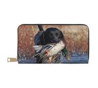 YUNWEIKEJI Anatra Caccia Labrador Cane Fresco Cucciolo Nero Animale, Portafogli Portafogli di grande capacità Porta carte di credito Portafoglio in pelle in microfibra